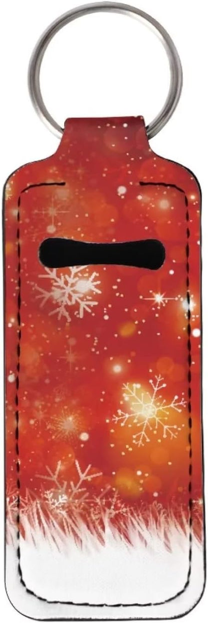 Christmas Snowflake Holiday Red Print Chapstick Sleeve