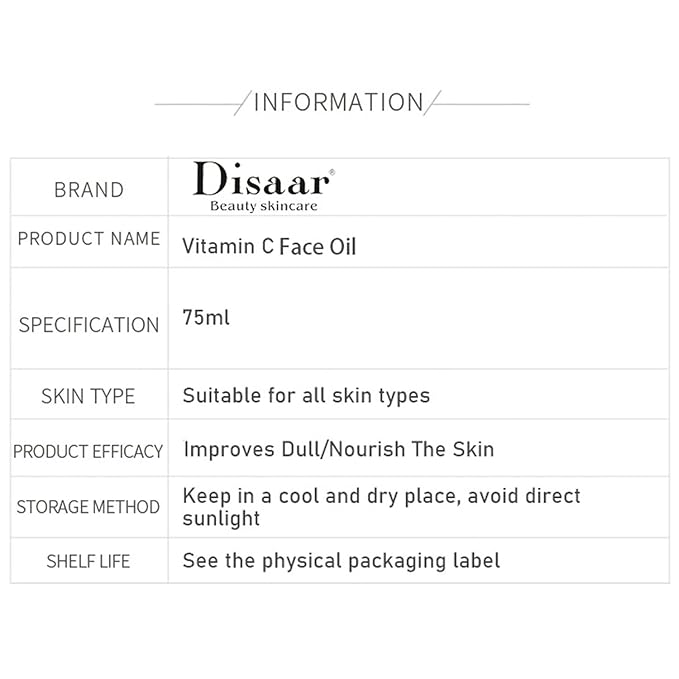 Vitamin C Face Oil Hyaluronic Acid Facial Moisturizing Essence Nourish Skin 75ml/2.5fl.oz