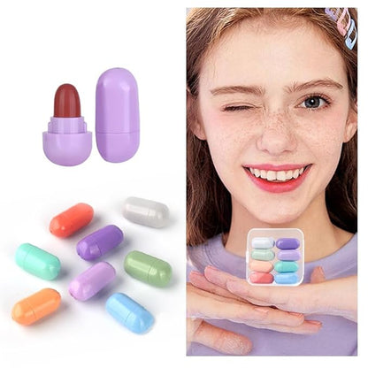8 Colors Mini Matte Lipstick Set, Lipstick Capsules, Mini Capsule Tubes,Waterproof, Long Lasting, 24 Hour Wear, Cute Mini Lipstick for Girls and Women