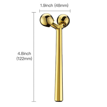 Tekson Facial Roller Massager, 3D Metal face Massage Tool for Eye Reduce Puffiness, Face Lift, Anti-Aging, Skin Tightening (Gold）