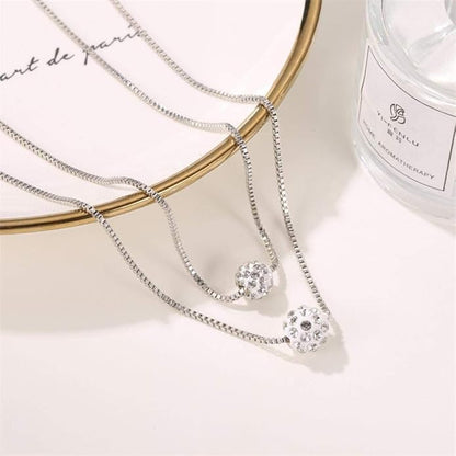 Bohemian Multi-layer Necklace Full Rhinestone Ball Pendant Fashion