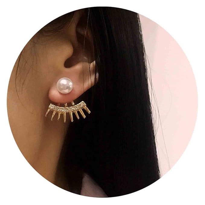 Punk Spike Ear Jacket Earrings Gold
