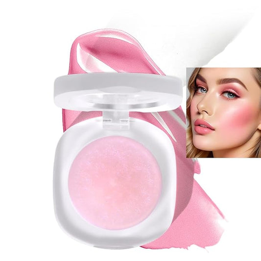Cream Blush Makeup, Natural Pink/Black Glossy Face Blusher, Glitter, One)