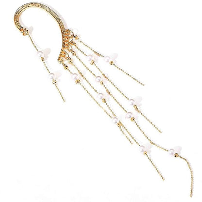 Boho Pearl Ear Wrap Earrings Gold Pearl Ear