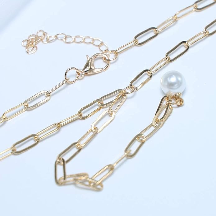 Boho Long Pearl Necklace Gold Lariat