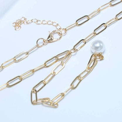 Boho Long Pearl Necklace Gold Lariat