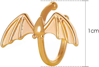 Gothic Bat Cuff Earrings Gold Bat