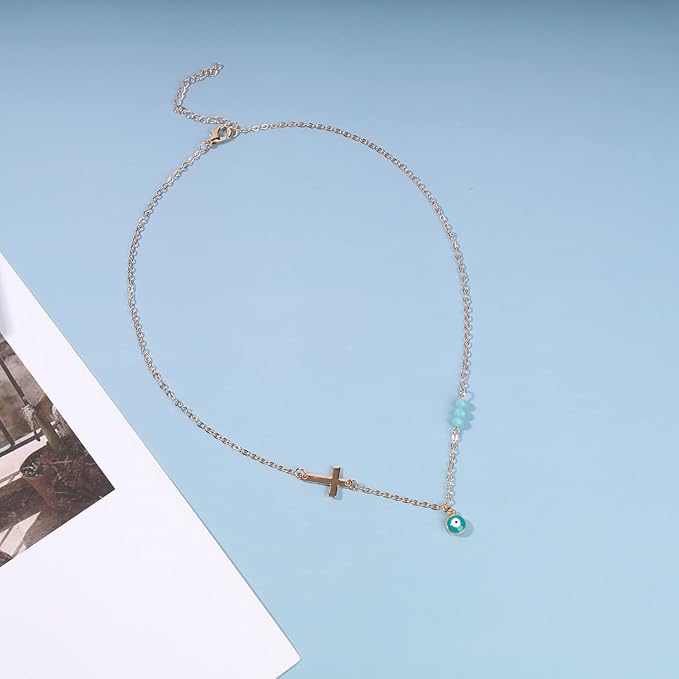 Boho Evil Eye Necklace Exquisite Cross