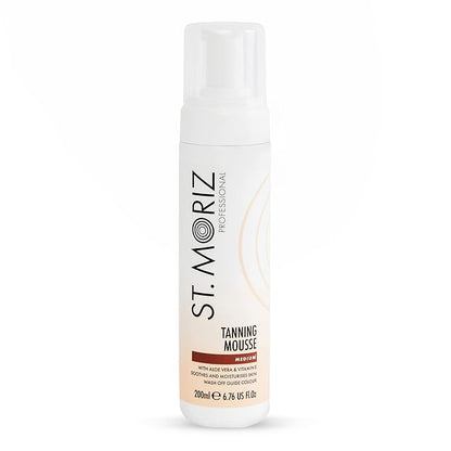 St. Moriz Professional Medium Self Tanner Mousse - Sunless Instant Self Tanning Foam for a Golden, Natural Looking Fake Tan - Moisturizing Tanner – With Aloe Vera & Vitamin E - Vegan (6.76 fl oz)