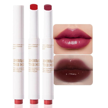 Moisturizing Solid Lipstick Non Sticky Lipstick, Moisturizing Lipstick Glossy Tinted Lip Balm,Long Lasting Non-Stick Lip Gloss Cute Makeup, High-gloss for Plumper Looking Lips,Vegan, (03#+04#)