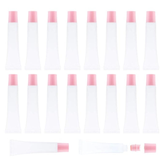 AJLTPA 50Pcs 15ml Lip Gloss Squeeze Tubes, Light Pink Lip Gloss Containers Empty, Refillable Soft Clear Tubes for DIY Lipgloss Balm Cosmetic (Light Pink)