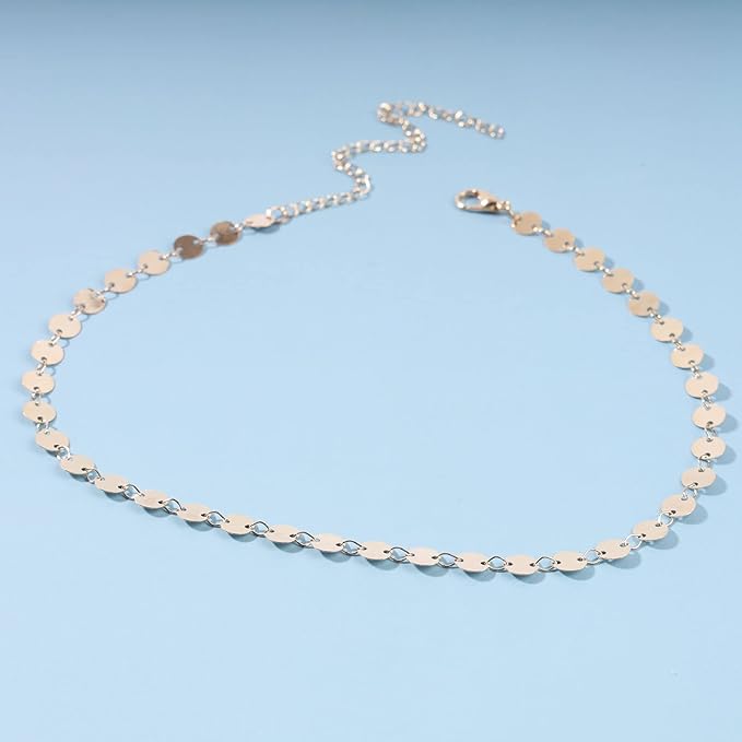 Boho Layered Satellite Disc Choker Necklace