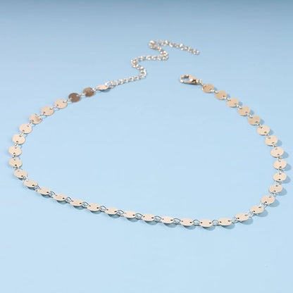 Boho Layered Satellite Disc Choker Necklace