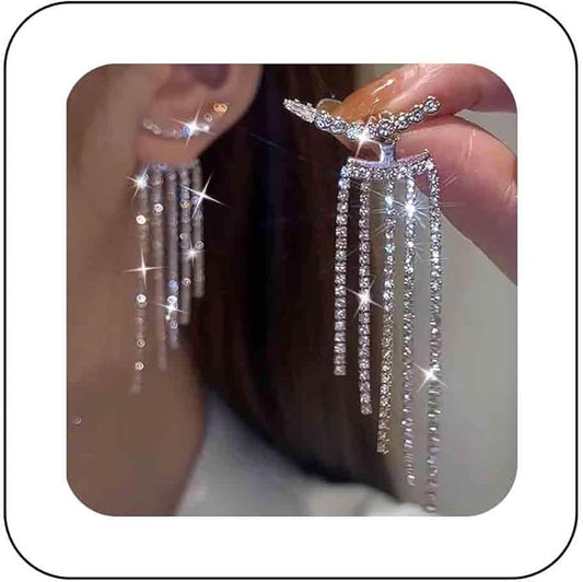 Vintage Rhinestone Chandelier Drop Earrings Crystal