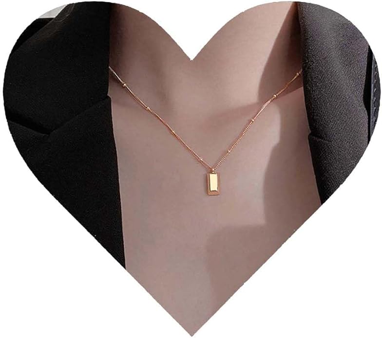 Vintage Square Pendant Necklace Polish Square