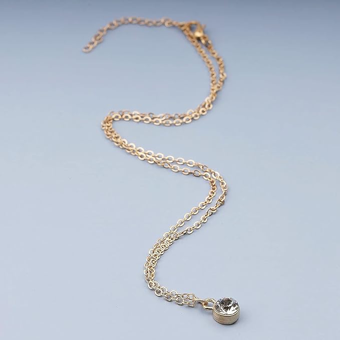 Tiny Rhinestone Pendant Necklace Gold Diamond