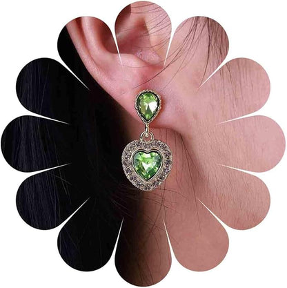 Vintage Emerald Heart Earrings Emerald Cz Teardrop Earrings