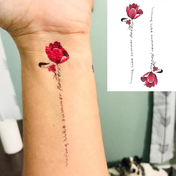 WEETUU 24 Sheets Small Floral Temporary Tattoo for Stickers (T04)
