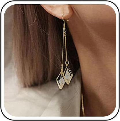 Vintage Crystal Dangle Earrings Long Bar