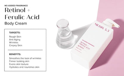 MEDIX Fragrance Free Retinol Body Lotion Crepey Skin Care Treatment | Firming Body & Face Moisturizer | Anti Aging Retinol Cream For Face Targets Look Of Crepe Skin & Wrinkles, 15 Fl Oz