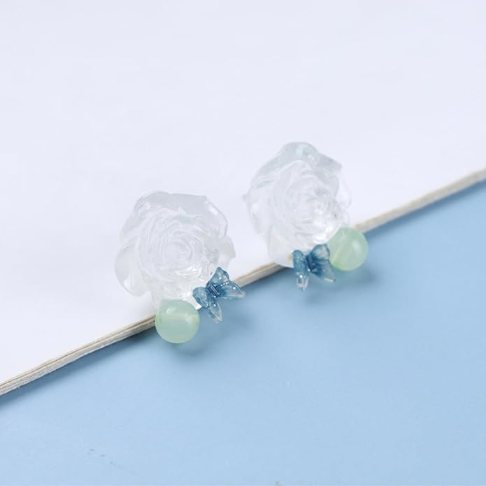 Vintage Resin Flower Earrings Camellia Flower
