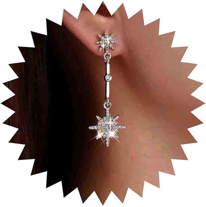Vintage Crystal Starburst Drop Earrings Long