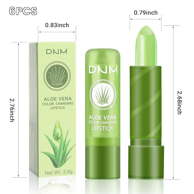evpct 6Pcs Aloe Vera Tinted Lip Balms PH Changing