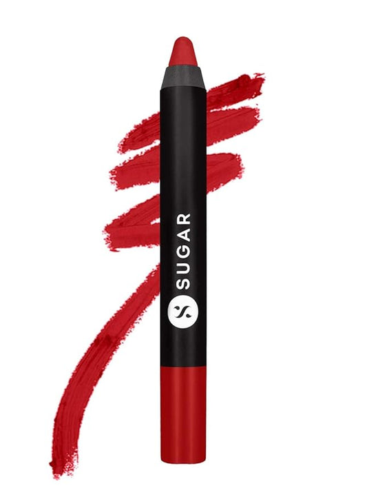 SUGAR Matte as Hell Crayon Lipsticks for Women | Lasts Upto 12hrs | Lip Crayon with Sharpener | 2.8gm - 01 Scarlett O'Hara