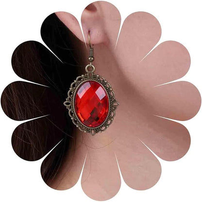Vintage Black Crystal Drop Earrings Oval