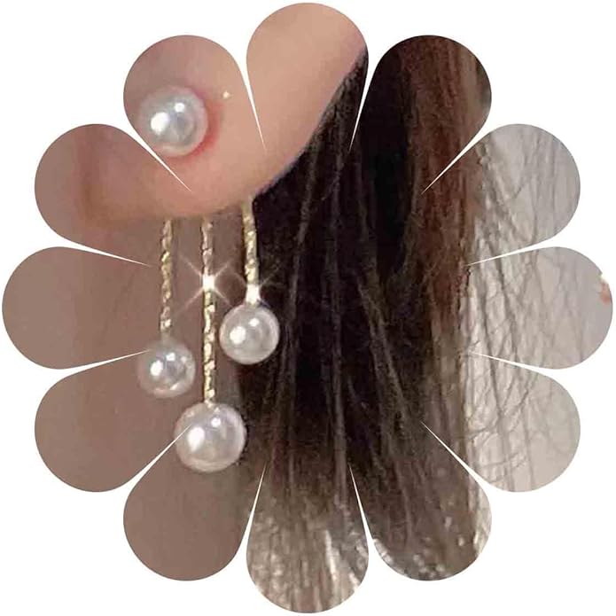 Boho Pearl Drop Dangle Earrings Gold