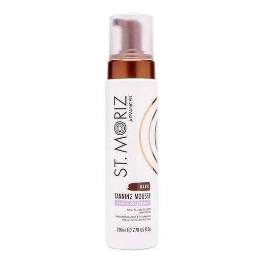 St. Moriz Advanced Color Correcting Self Tanner Mousse in Dark - 230ml - Color Correcting Instant Self Tanning Foam for Face & Body - Long Lasting & Streak Free Sunless Self Tanner