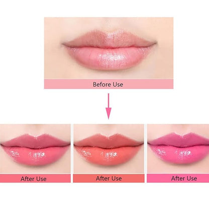 3 Pcs Color Changing Change Lipstick Lip Balm, Korean Magic Lipstick Color Change Changing Lip Tint Tinted Stain Gloss Balm Long Lasting Waterproof Moisturizer Jelly Crystal Lipstick Set for Women