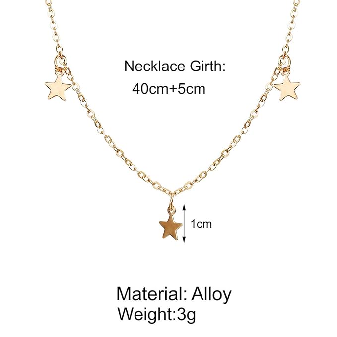 Boho Star Choker Necklace Gold Dangle