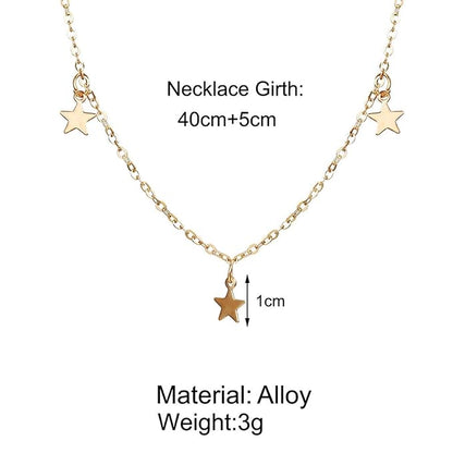 Boho Star Choker Necklace Gold Dangle