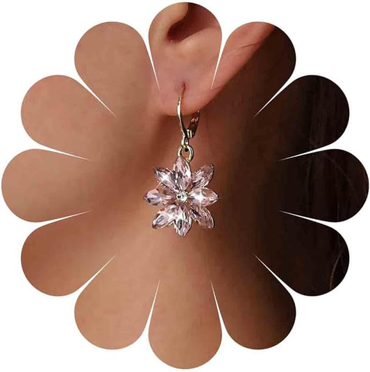 Vintage Blue Crystal Flower Earrings Sapphire