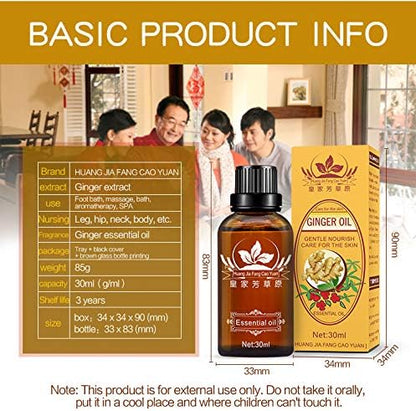 3 Pack Lymphatic Drainage Ginger Oil, Promote Blood Circulation Metabolism SPA Massage Oil.