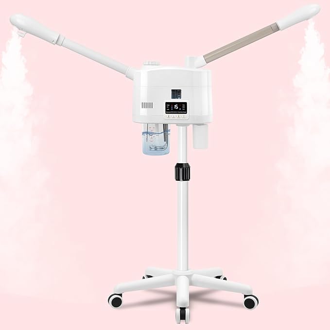 Professional Facial Steamer, 2 in 1 Facial Steamer with Hot&Cold Nozzle, Esthetician Face Steamer with Digital Display for Spa, Salon and Home Use