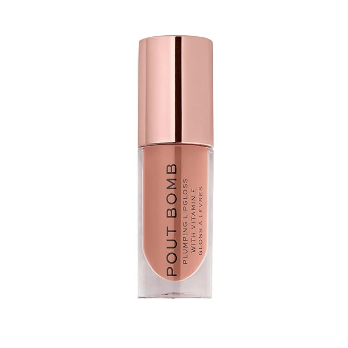 Revolution Beauty, Pout Bomb Plumping Lip Gloss, High Shine, Rich Glossy Pigment, Infused with Vitamin E, Candy Pink, 0.15 Fl. Oz.