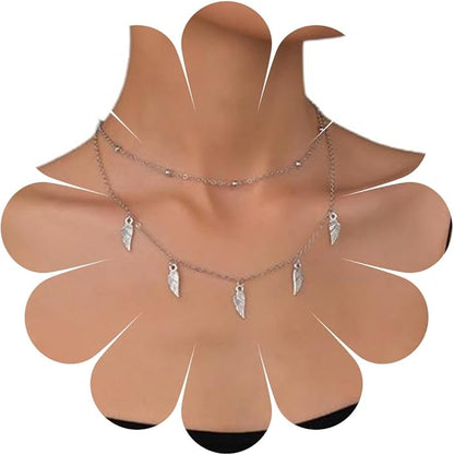 Vintage Layered Wing Dangle Necklace Angel