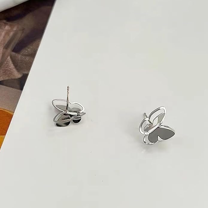 Tiny Butterfly Studs Earrings Vintage Silver