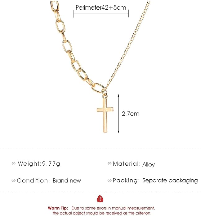 Simple Cross Necklace Asymmetric Chain Cross