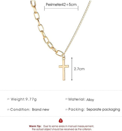 Simple Cross Necklace Asymmetric Chain Cross
