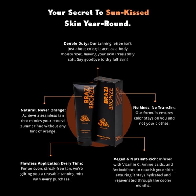 Self Tanner, All-Natural Gradual Self Tanning Lotion with Applicator Mitt, Luxurious Coconut Scent, Coconut Oil, Vitamin C, Hyaluronic Acid, Natural DHA