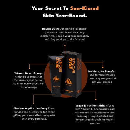 Self Tanner, All-Natural Gradual Self Tanning Lotion with Applicator Mitt, Luxurious Coconut Scent, Coconut Oil, Vitamin C, Hyaluronic Acid, Natural DHA