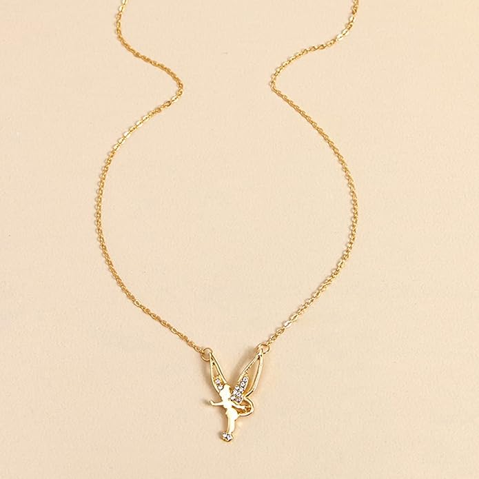 Fairy Pendant Necklace Delicate Gold Angel