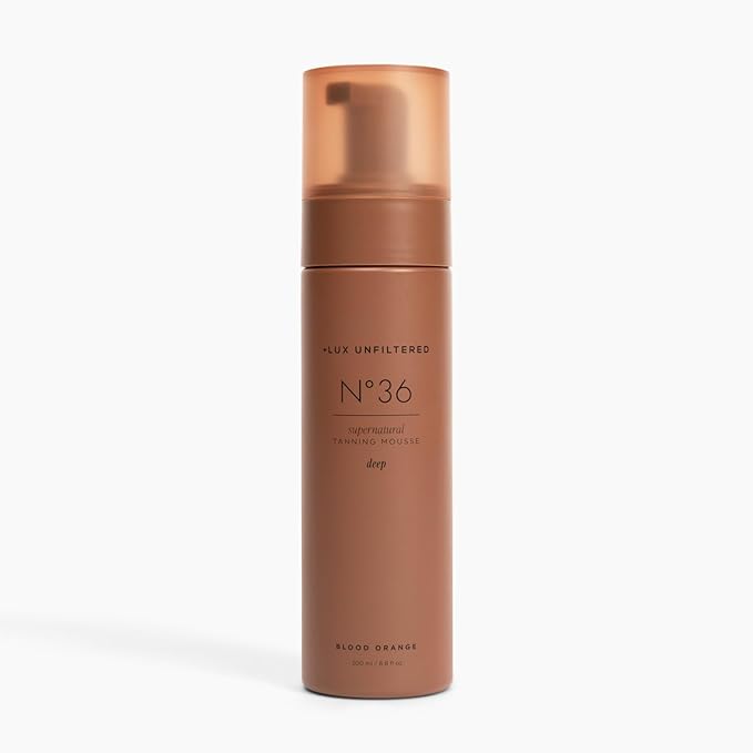 '+ Lux Unfiltered N°36 DEEP Supernatural Tanning Mousse Foam in Blood Orange, Quick + Immediate Sunless Fake Tan, Self Tanner