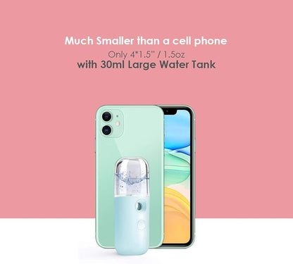 GIVERARE 2 Pack Nano Facial Steamer, Handy Mini Mister, USB Rechargeable Mist Sprayer, 30ml Visual Water Tank Moisturizing&Hydrating for Face, Skin Care, Eyelash Extensions-Blue