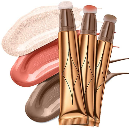 Blush Dreams Contour Beauty Wand, Liquid Face Concealer blush+Contour+Silver Highlighter)