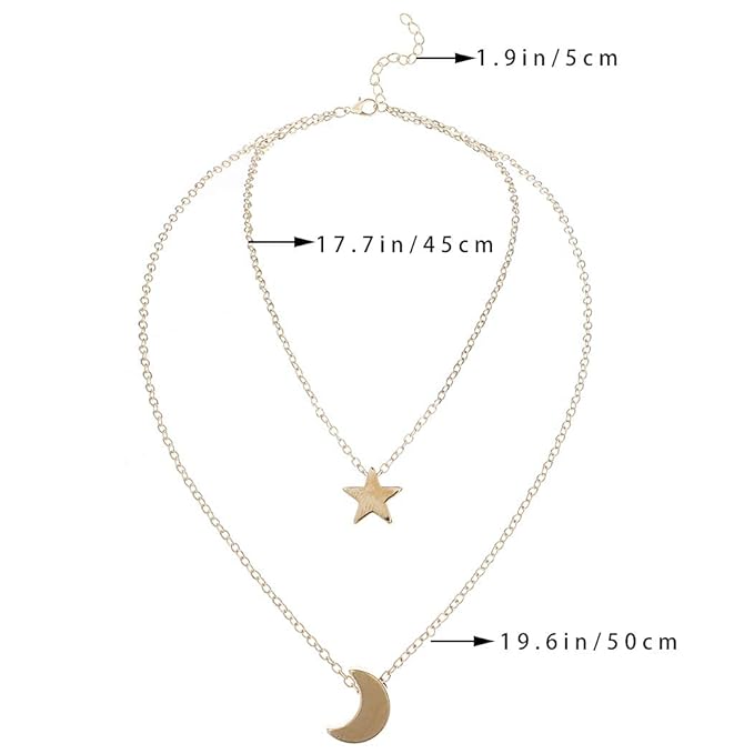 Bohemian Layered Necklace Moon Star Necklace