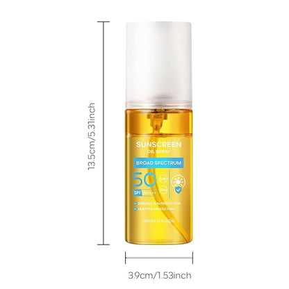 SPF Oil Sunscreen Spray,SPF Glow Oil Sunscreen Mist,Broad Spectrum Sunscreen Protection Oil Sunscreen Spray,SPF 50 PA++++,Hydration Body Sunscreen Oil Skin Sun UVA/UVB Protection 100ML